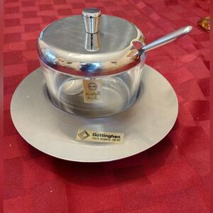 Gottinghen Condiment Mustard Jelly Jar Stainless Steel Lid, base, & Spoon MCM